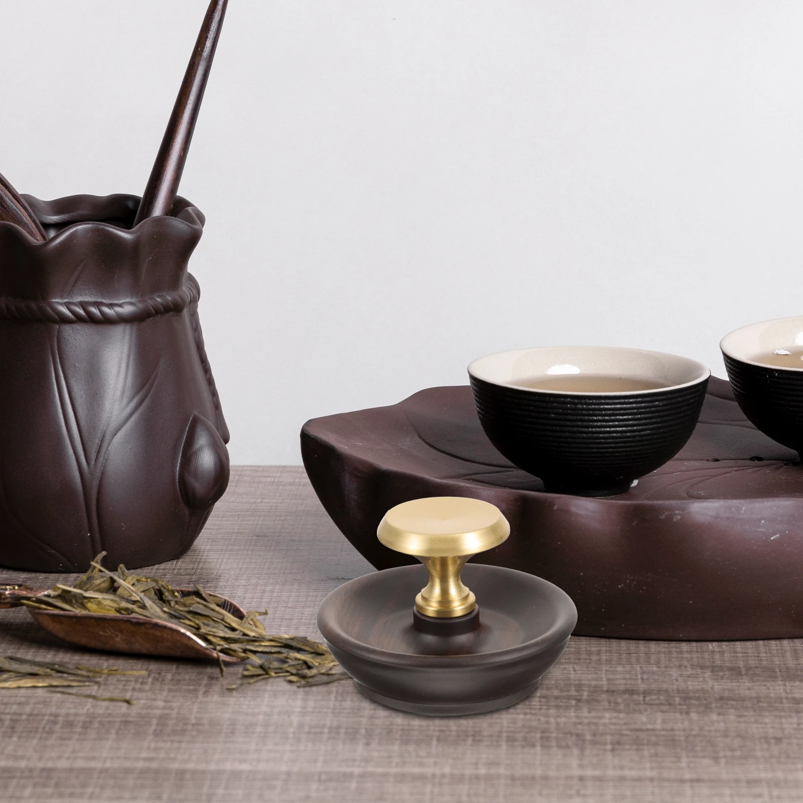 

Ebony Wood Tea Ceremony Supply Lid Rack Tea Cup Cover Stand Wooden Tearoom Supplies Accessory Kitchen Bar Utensils