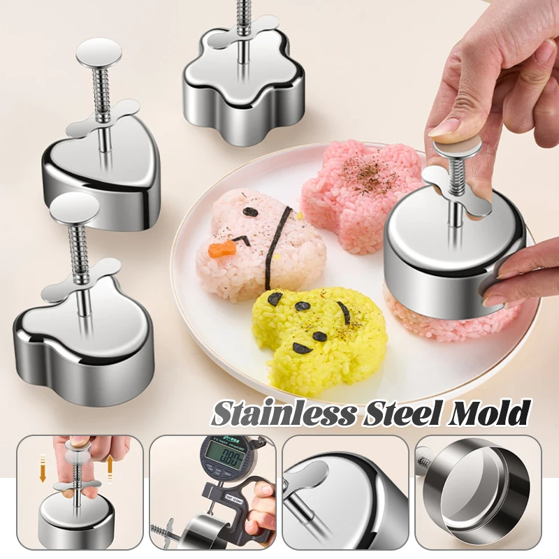 

Stainless Steel Rice Ball Mold Sushi Maker Press Maker Sushi Triangle Mould Japanese Onigiri Rice Ball Bento Gadget Kitchen Tool