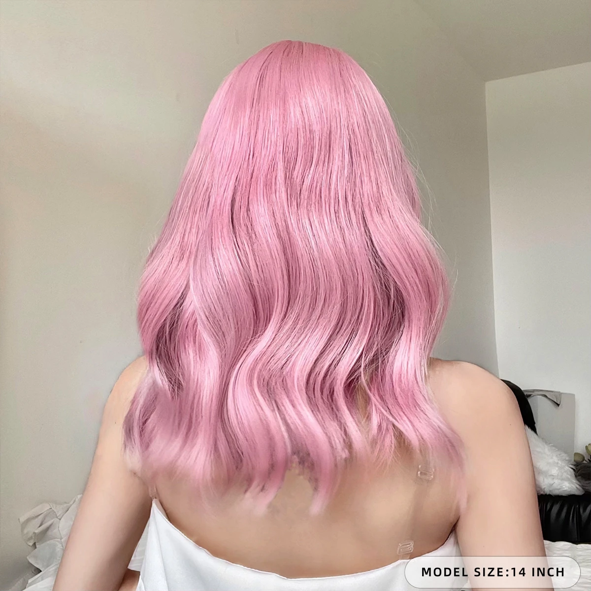 Pink Short Bob Synthetic Wigs with Bangs Ladies Short Style Wig Cosplay For Girls Daily Use Wig Natural Wave Heat Resistant Hair