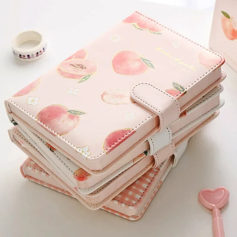 Imagem -03 - Peach Pink Magnetic Buckle Notebook Diário Diário Planejador Material Escolar Papelaria Coreano Meninas Presente Bonito Doce a5