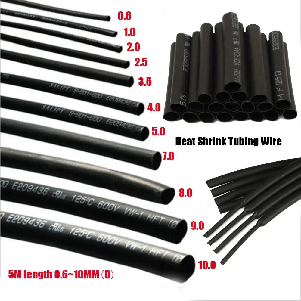 5M Dia 0.6-10mm Hand tool combination Assortment Kit Electrical Cable Tubes Wrap Sleeve Assorted Tubing Wire Heat Shrink Tube