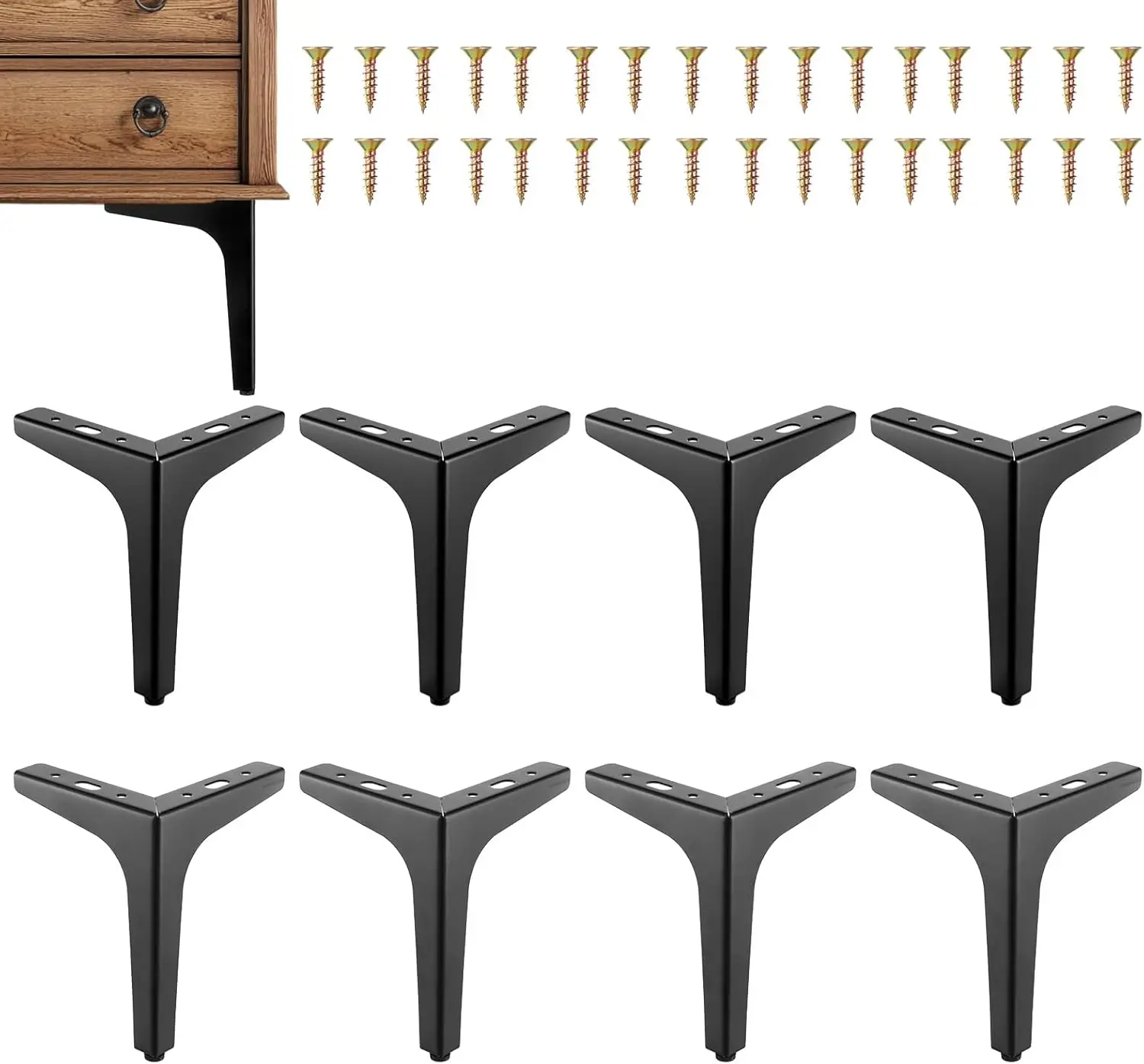 

8 Pcs Furniture Legs 7 Inch Black Metal Triangle Furniture Feet Replacement Sofa Legs Suitable for Sofa Coffee Table Cabinet Cup
