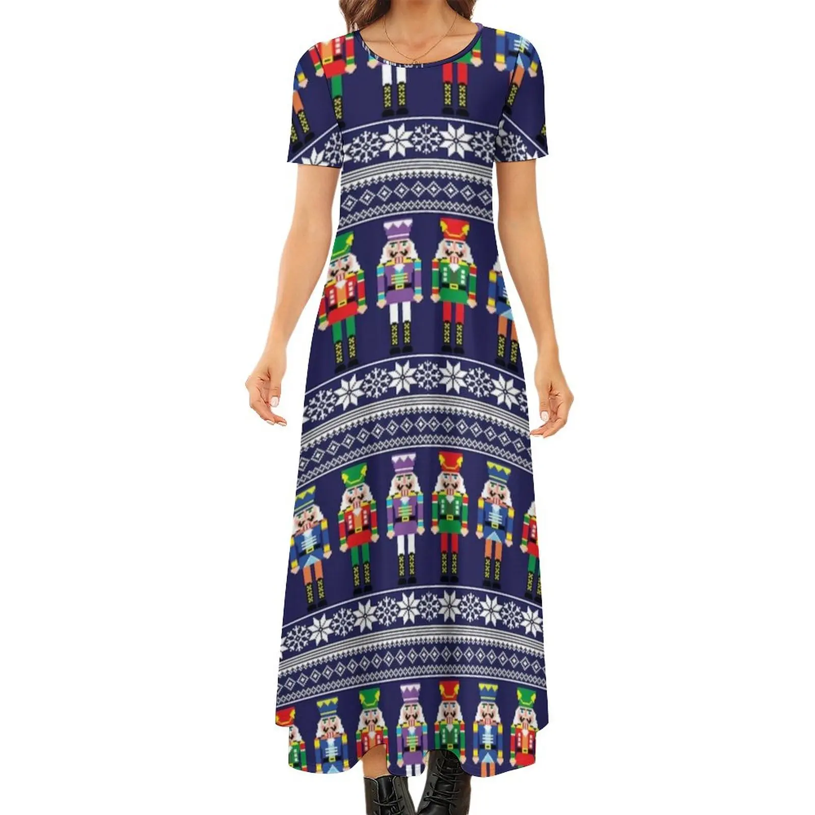 

Nutcracker Print Dress Vintage Print Aesthetic Bohemia Long Dresses Women Kawaii Maxi Dress Large Size