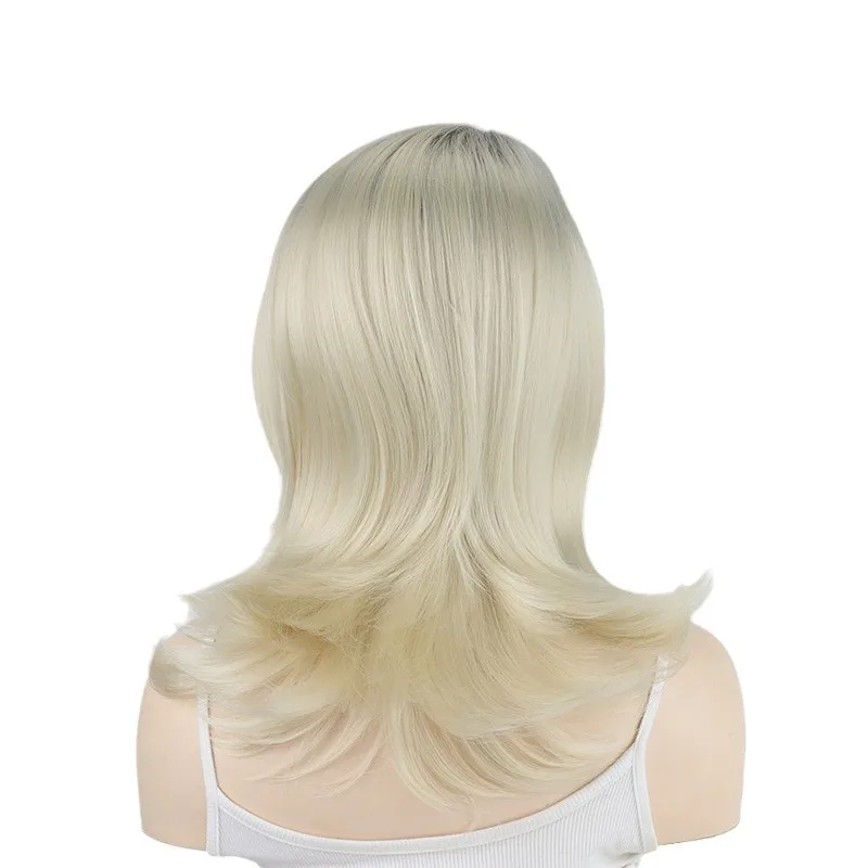 Natural Gradient Blonde Wig | Side Part Long Straight Heat-Resistant Synthetic Wig | Perfect for Daily Wear and Cosplay