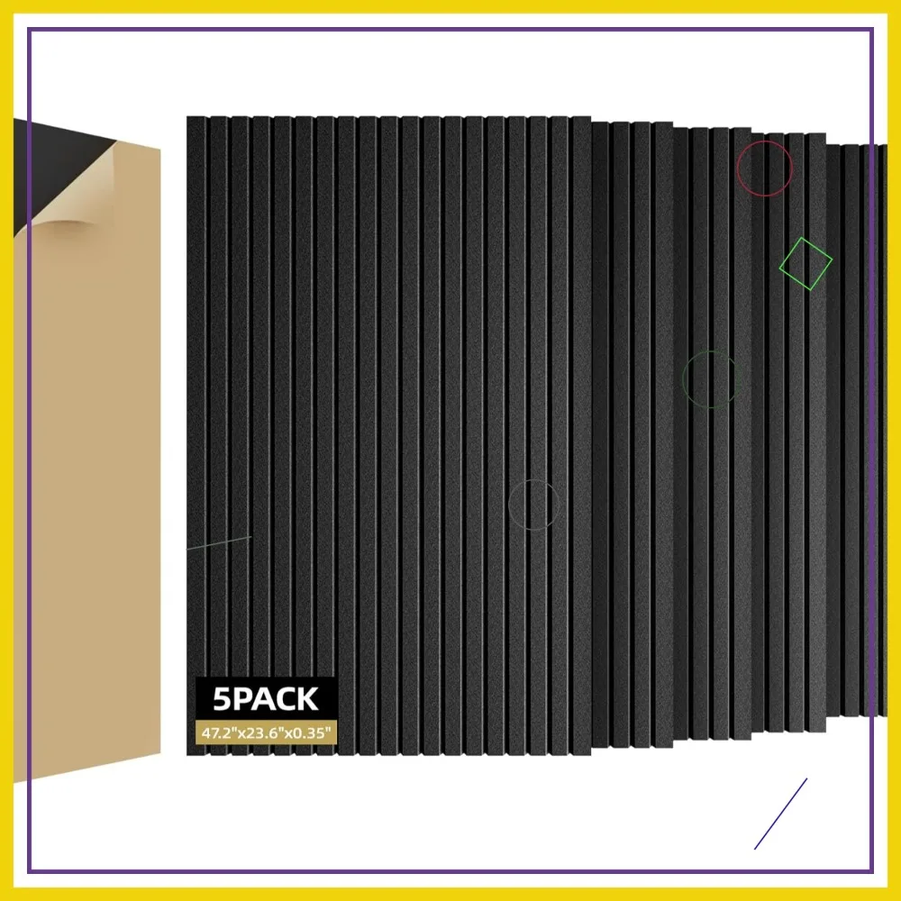 

5 Pack Sound Proof Foam Panels 47.2"x23.6" Large Acoustic Panels, Self-Adhesive for Studio Office Recording