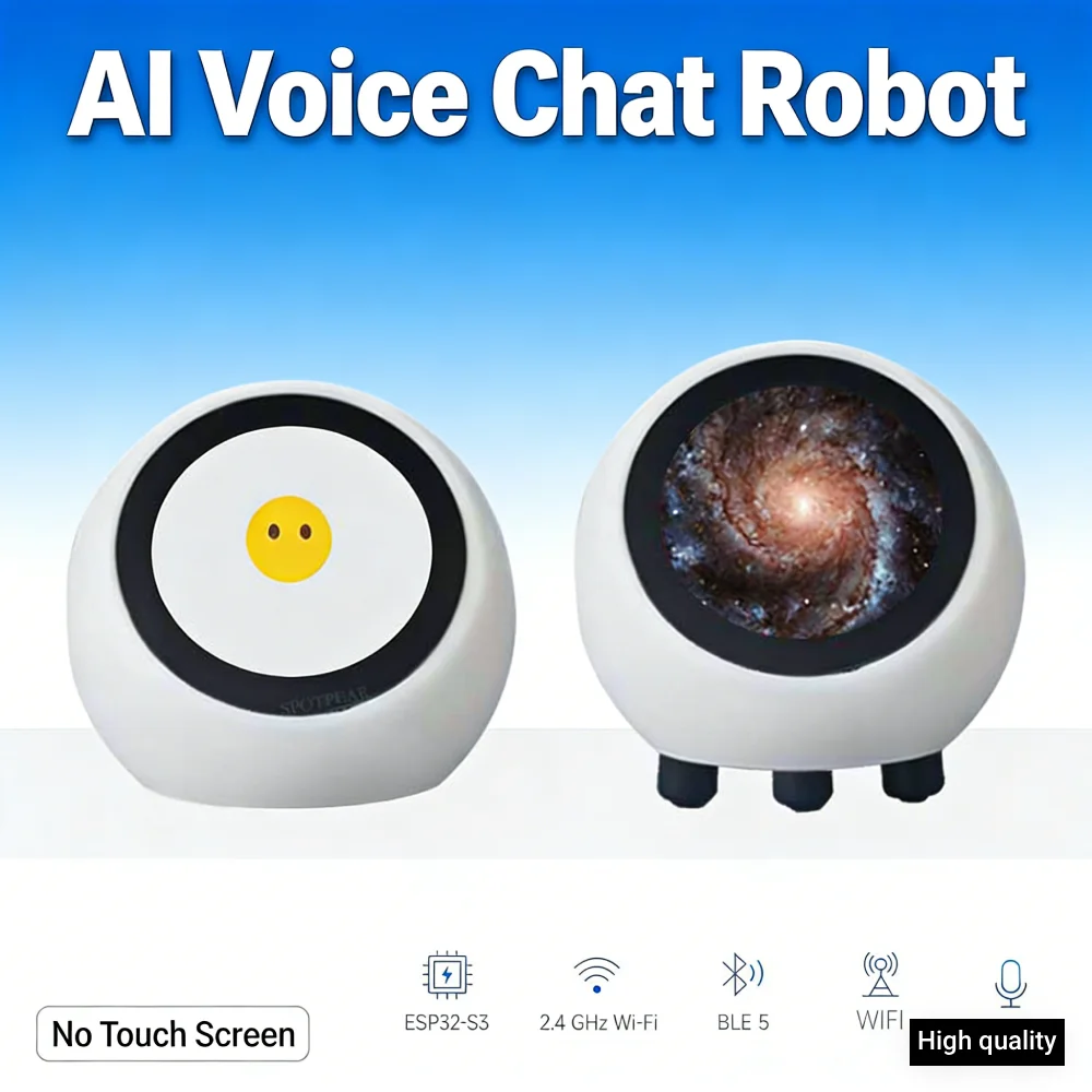 AI Voice Chat Robot No Touch Screen Multi-Function Smart Desktop Robot 1.28in Smart Assistant Robot for Home Office((No Battery)