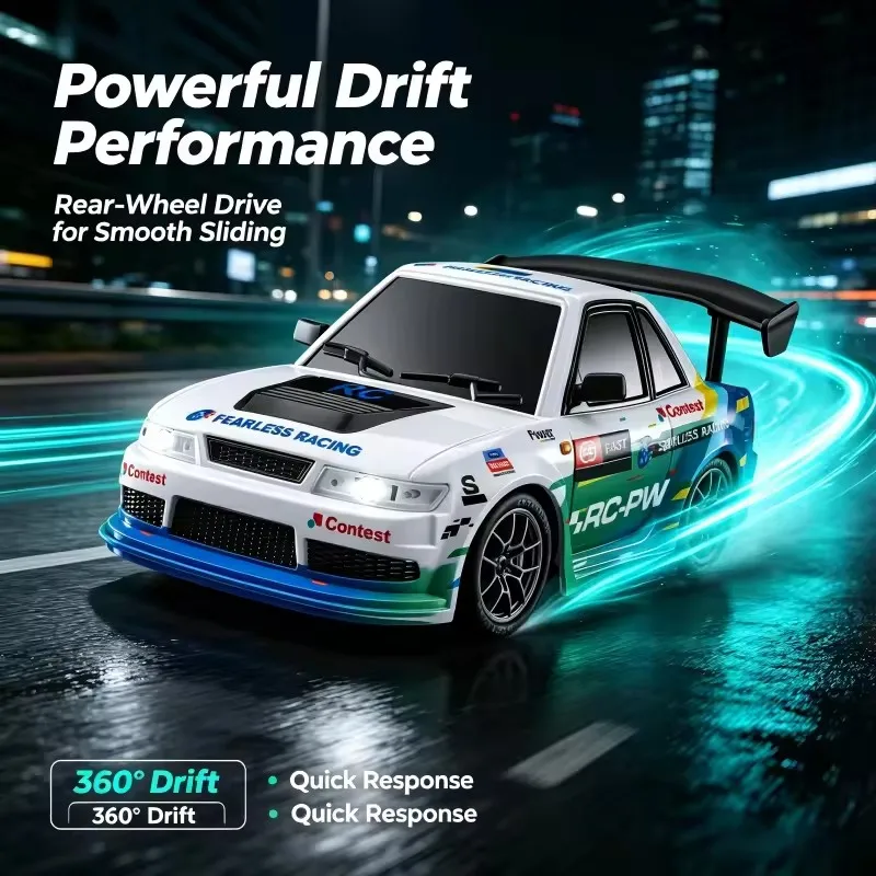 4WD Remote Control Car Front Rear Lights Dual Tire Switching RC Racing Car 1:24 High-Speed 20KM/H RC Drift Racing Car RTR Toys