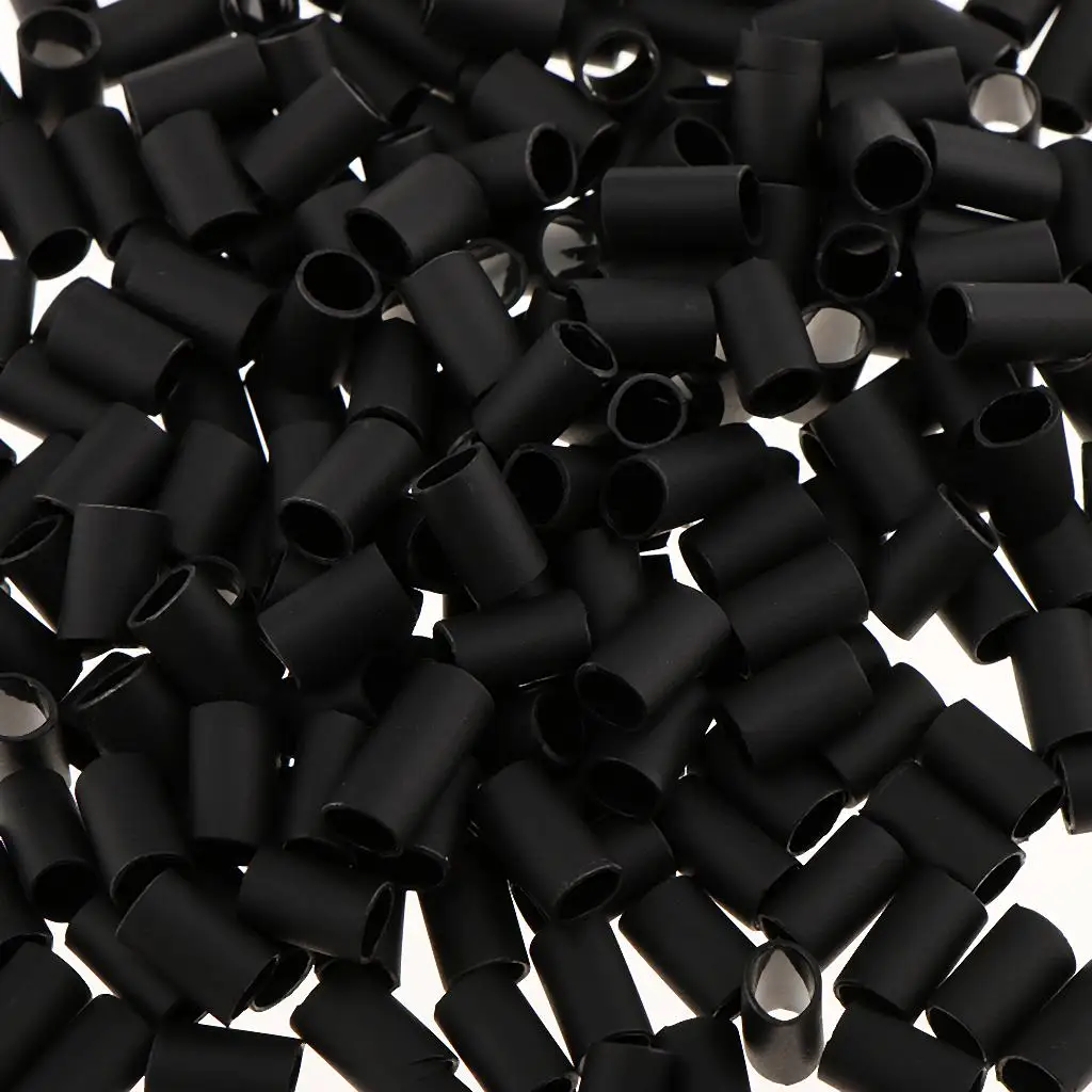 Bulk 200pcs Black 6mm Heat Shrink   Tubes  Links Beads for I Bonded Tipped Hair Extensions