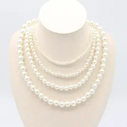 Elegant Round Imitation Pearl Necklace Fashion Women Simple Handmade Strand Bead Clavicle Chain Choker Wedding Jewelry Gift