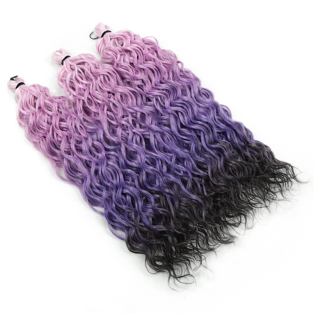 3 szt. 18-calowe włosy syntetyczne do szydełkowania, afro curl, falowane, ombre, tęczowe, doczepiane warkocze.