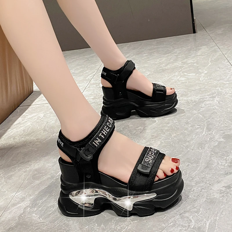 10CM Chunky Platform Sandals Women New Summer Bling High Heels Sandals Woman Beach Casual Slides Thick Sole Sandalias Mujer