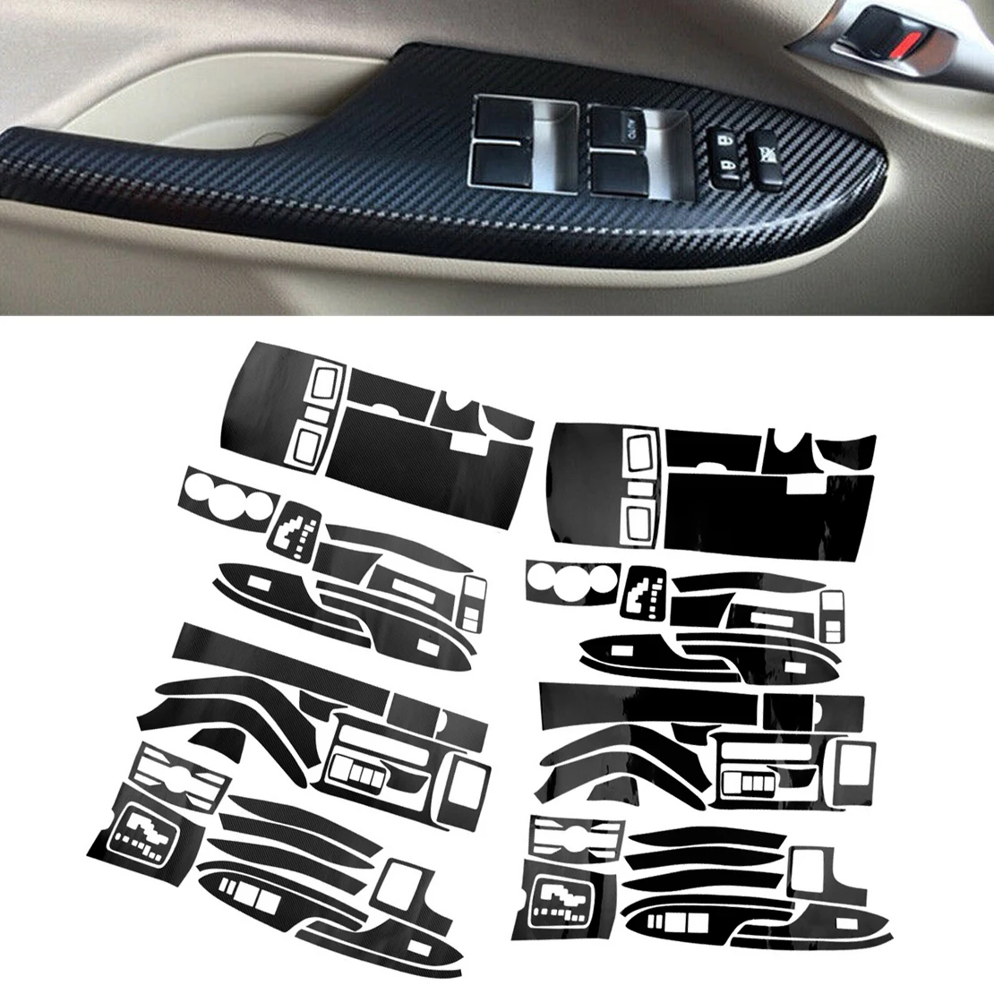 1 Set LHD Black Interior Center Console Trim Cover Sticker Decor Fit for Toyota Corolla 2007 2008 2009 2010 2011 2012 2013 3D/5D