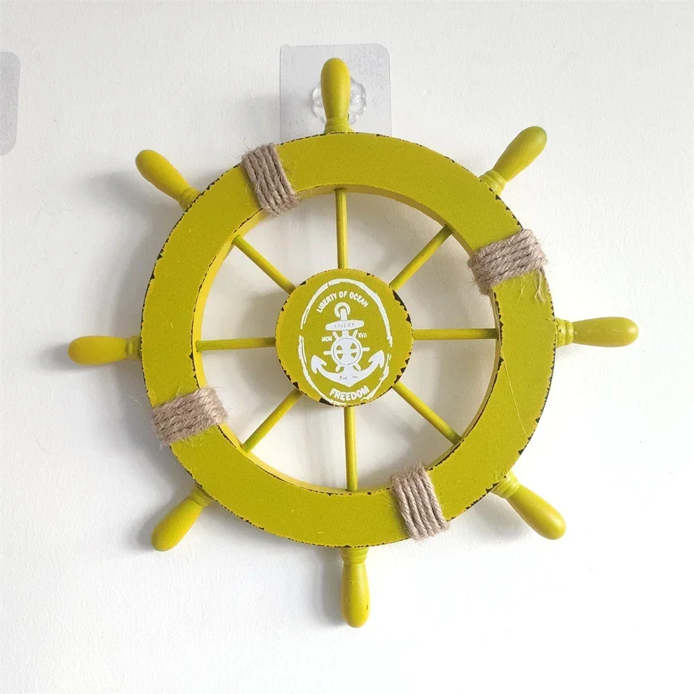 Nautical Boat Wheel Helm Home Decor Accessory Model  28cm Mediterranean Ship Rudder Wooden Craft