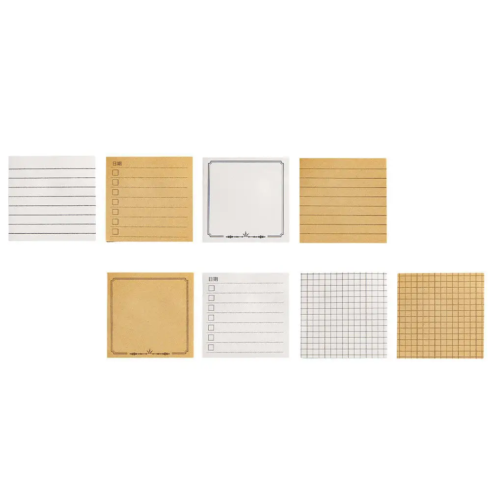8Pcs Paper Stickers Assorted Adhesive Notes for Fridge Wall Blackboard Computer Decoration Functional Memo Notes Home Office