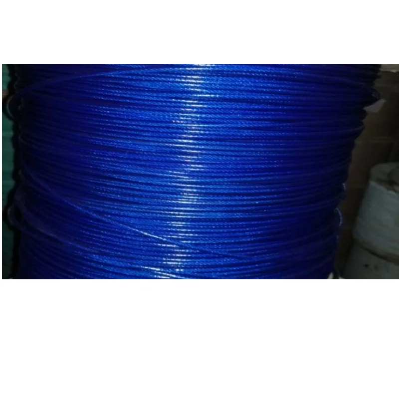 4MM-6MM, 10-30M blue PVC coated steel wire rope clothesline greenhouse cable hanging belt clip