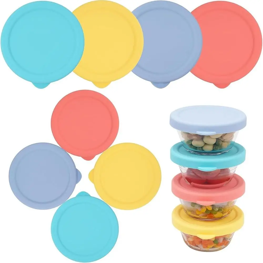 4Pcs Universal Silicone Glass Custard Cup Cover Sealing Resuable Replacement Jar Lid Airtight Leakproof Lid Cover