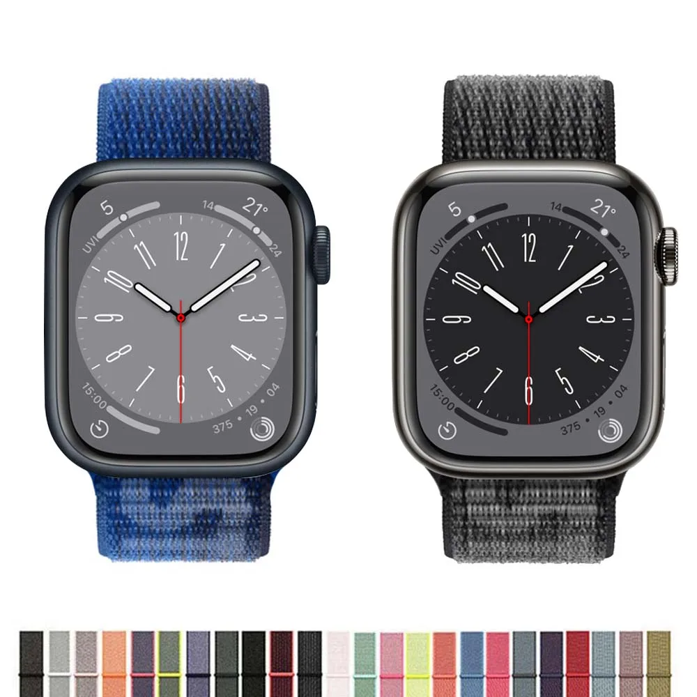 النايلون حلقة حزام ل سوار ساعة يد آبل 46 مللي متر 40 مللي متر 44 مللي متر 45 مللي متر 42 مللي متر 41 مللي متر 38 مللي متر الذكية حزام سوار iWatch سلسلة 10 9 8 se 7 6 الترا 2