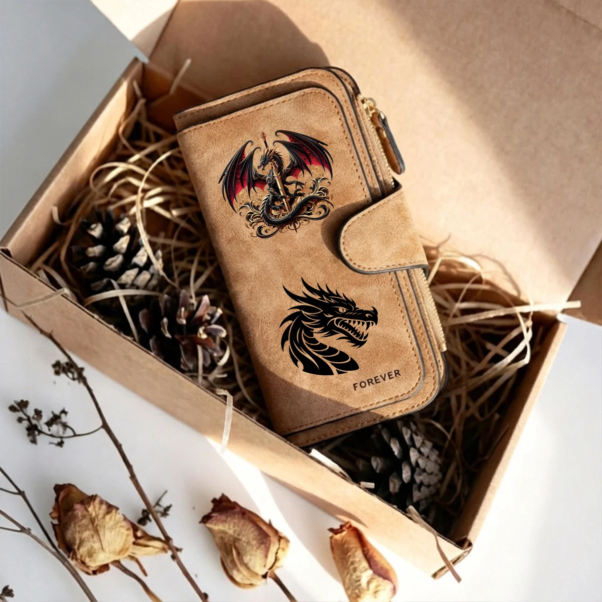 Dominant Dark Dragon King Women's Long Wallet Features Multiple Card Slots A Coin Pocket and Cell Phone Pouch Perfect Gift
