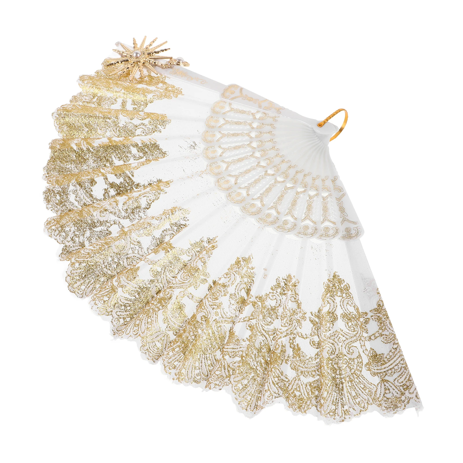 

Retro Rose Folding Fan Vintage Lace Handheld Fans for Women Dancing Props Wedding Party Photography Travel Zinc Alloy Cloth