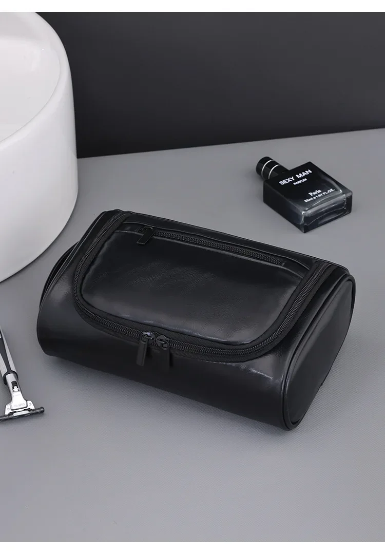 Hohe Qualität Reise Kulturbeutel Für Frauen Männer Retro PU Leder Kosmetik Taschen Weibliche Wasserdichte Reise Make-Up Tasche – Detail 11
