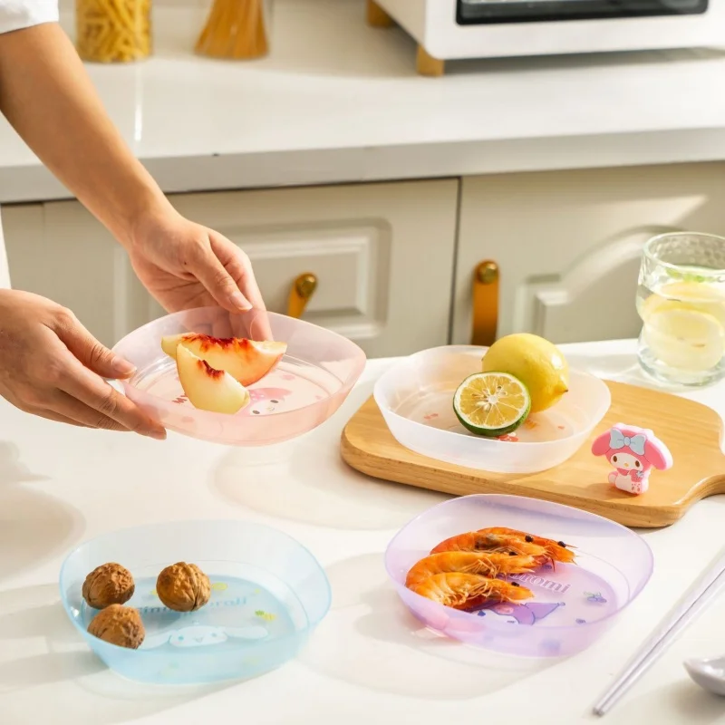 

Sanrio Hello Kitty Y2K Transparent Bone Plate Cartoon Dining Table Garbage Spitting Bone Plate Plastic Small Plate Gifts Girls