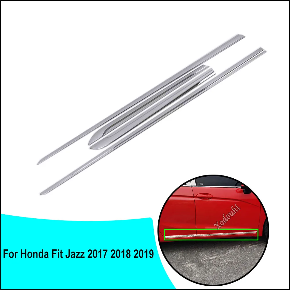 

For Honda Fit Jazz 2017 2018 2019 Car Styling Body Door Trim Strip Molding Stream Panel Bumper Molding Hoods Parts Frame 4pcs