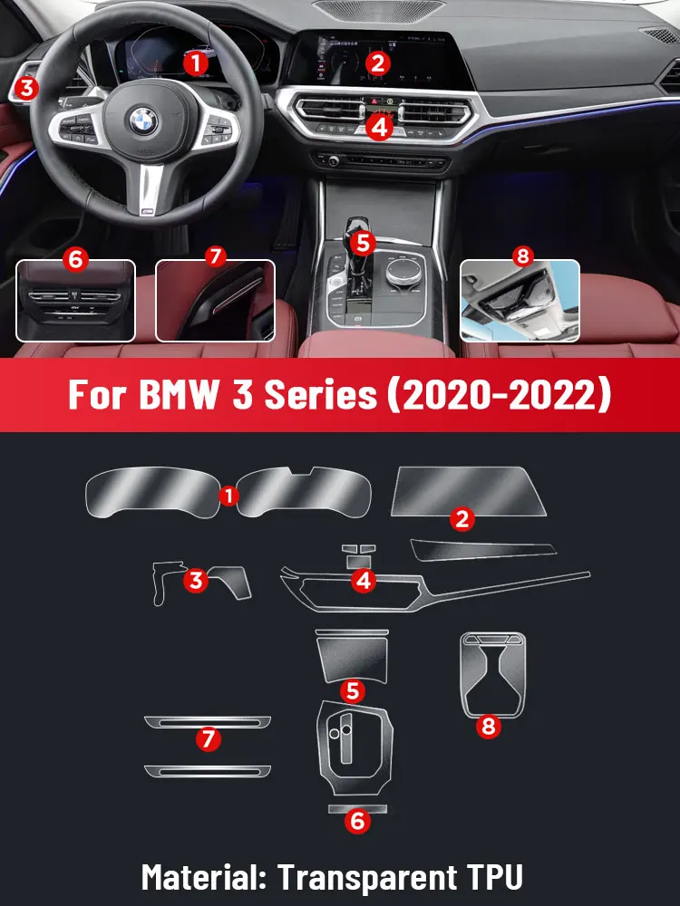 Anti-scratch Car Interior Center Console Media Dashboard Navigation TPU Protector Film For BMW 3 SERIES 2020-2022 Accessories