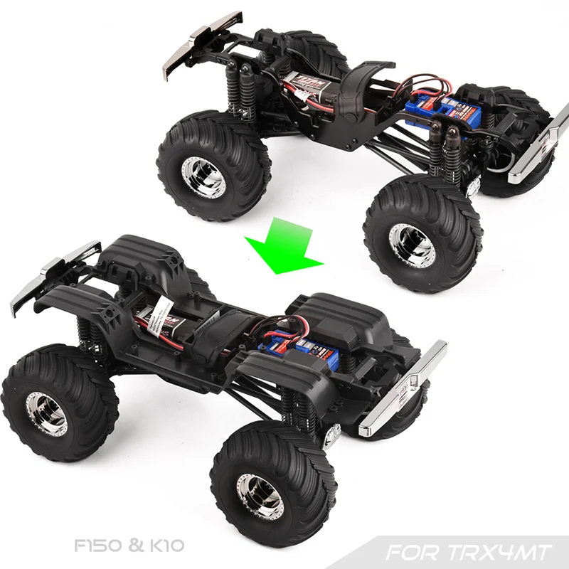 Guardabarros (impresión 3D), cierre de chasis para coche Crawler 1/18 RC Traxxas TRX4MT Ford F150 Chevrolet K10, modificación de marco, piezas de bricolaje