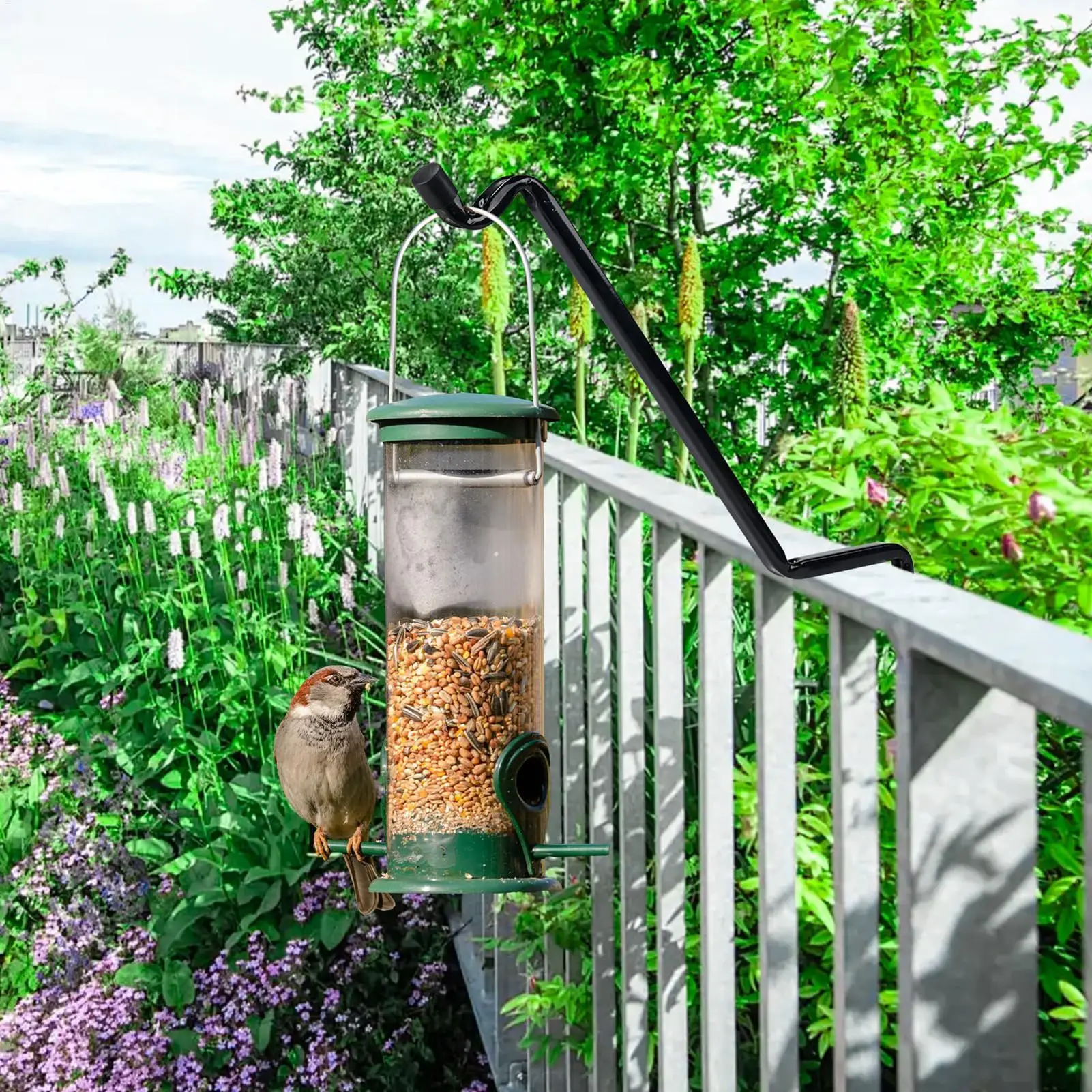 Bird Feeder Hook For Deck 6 Pieces Flower Basket Holder 9.6inch Deck Railing Plant Hanger For Outdoor Patio Balcony Garden