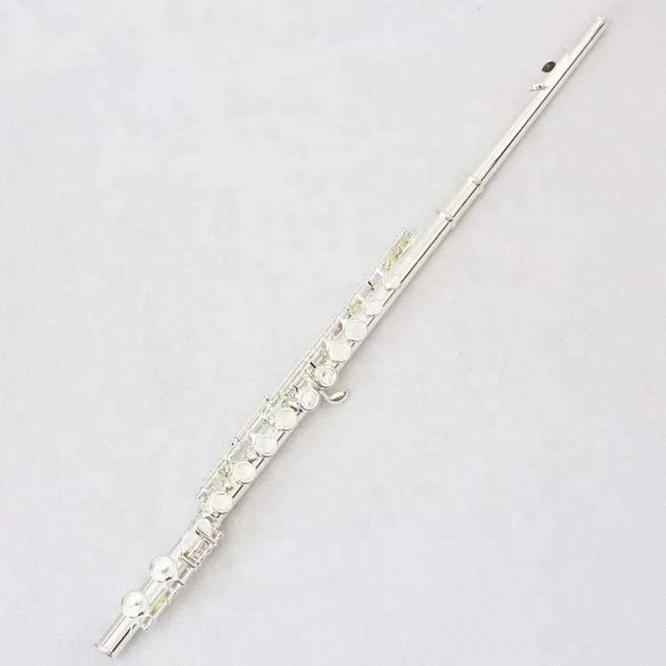 

Accept OEM Flute Silver Plated 16 Holes C Key Woodwind Instrument Flute Closed Hole Transversal Flauta
