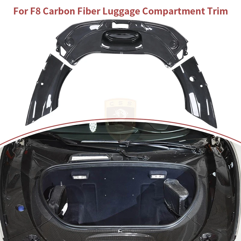 For Ferrari F8 Spider Tributo 2019-2023 Front Luggage Compartment Inner Trim OEM Style Dry Carbon Fiber Frunk Interior Kits