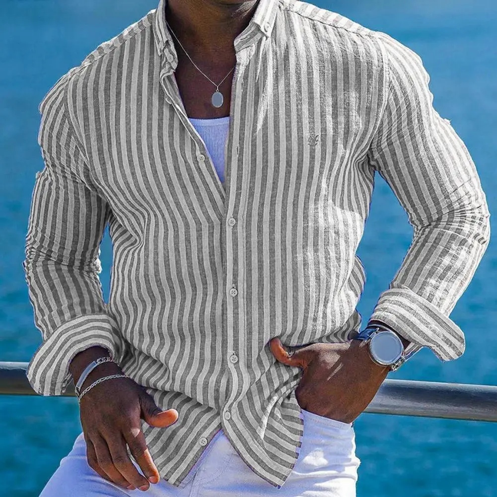 Heren Shirt Met Lange Mouwen Heren Slim Fit Vest In Hawaiiaanse Stijl Voor Strandvakantie Met Lange Mouwen Revers Knoop Voor De Lente