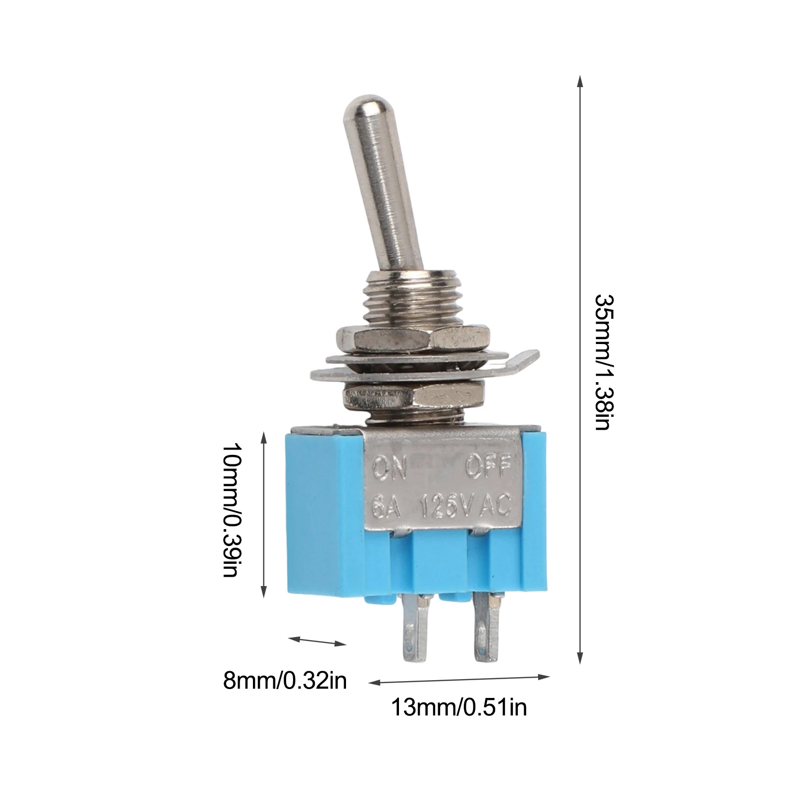 MTS-101 For Toggle Switch Kit 20Pcs 2 Position SPST ON-OFF Switch 2 Pin 6A 125VAC Suitable for Prototyping and Modification
