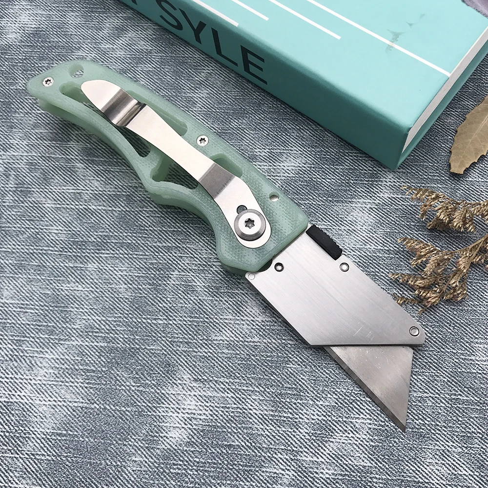 Razor Sharp Folding Utility Knife Paper Cutter with Clip Portable Pocket Knife G10 Handle DIY Hand Tools Box Cutter EDC Knife