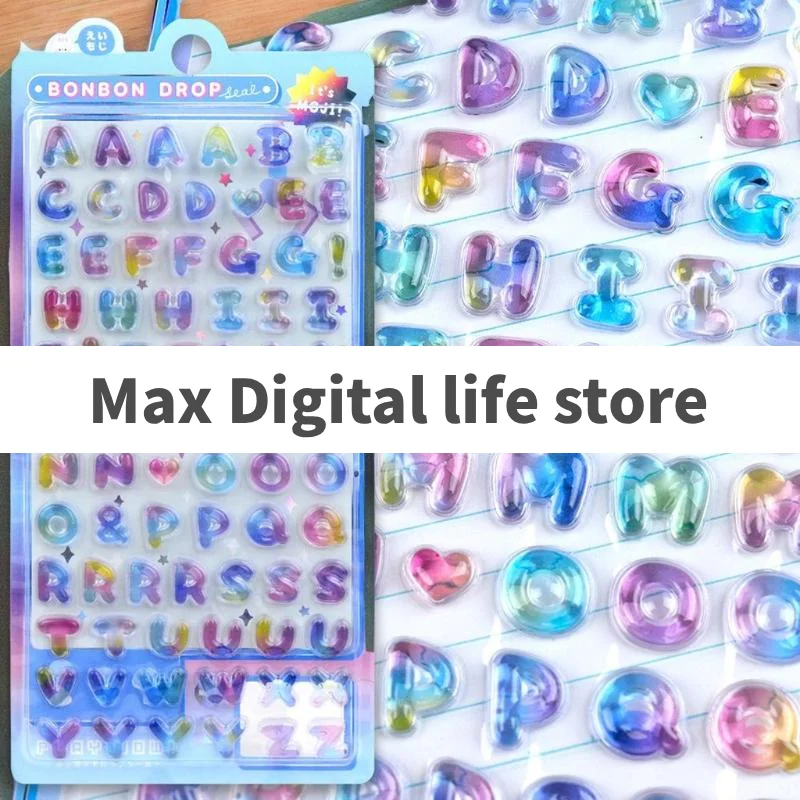 الملونة 3D الكرتون الأبجدية الإغاثة ملصق DIY مجلة مخطط صور زينة طالب مكافأة ملصق القرطاسية #5