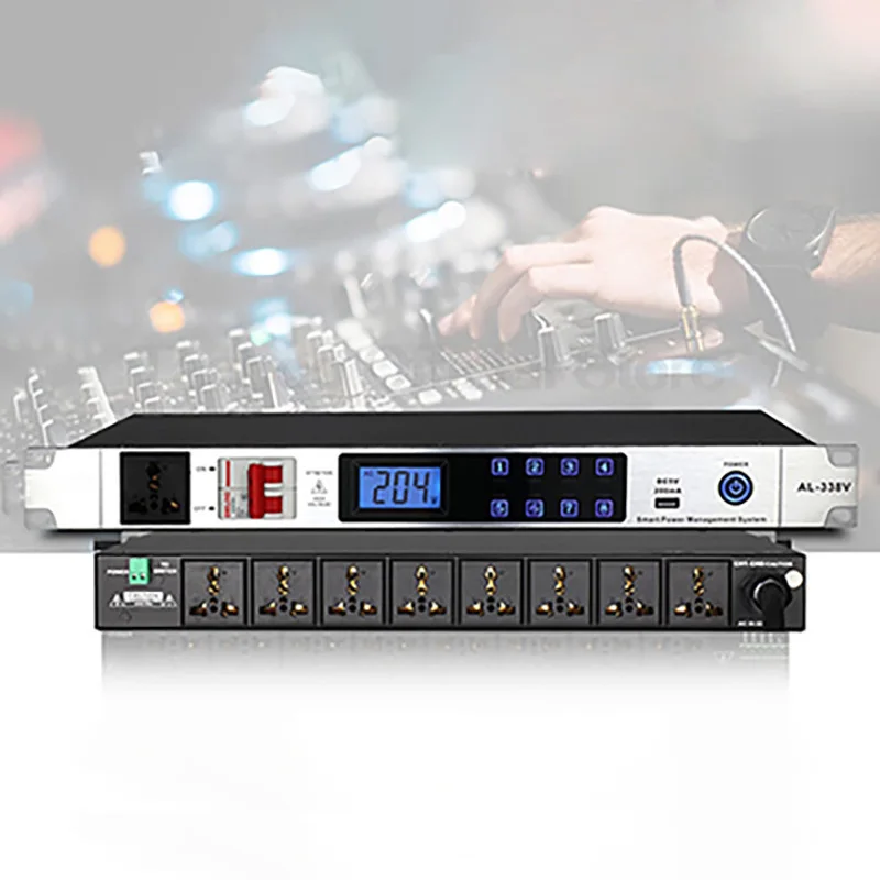 220V 7000W Power Sequencer 8 Channel Audio Power Manager LED Voltage Display Stage Power Distribution For Studio Sound System