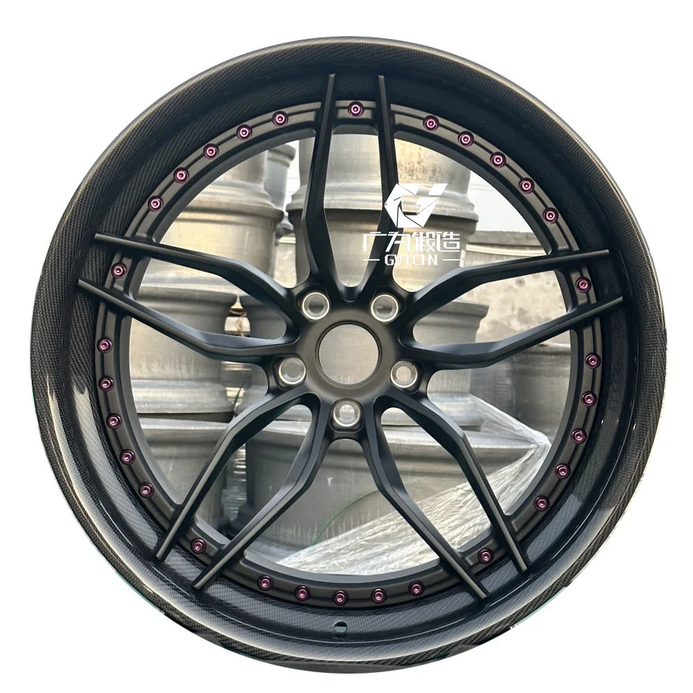Factory Hotsale  2 Piece Carbon Fiber Forged Deep Lip Wheels Black Aluminum Alloy Rims