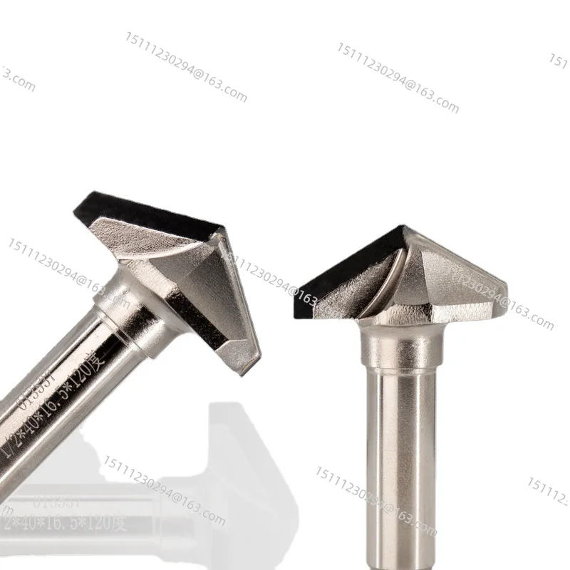 CNC Router Bit V Groove 120 Degrees PCD Carbide Cutting 1/2 Shank for Chamfer End Mill Engraving Woodworking Solid Wood Plywood