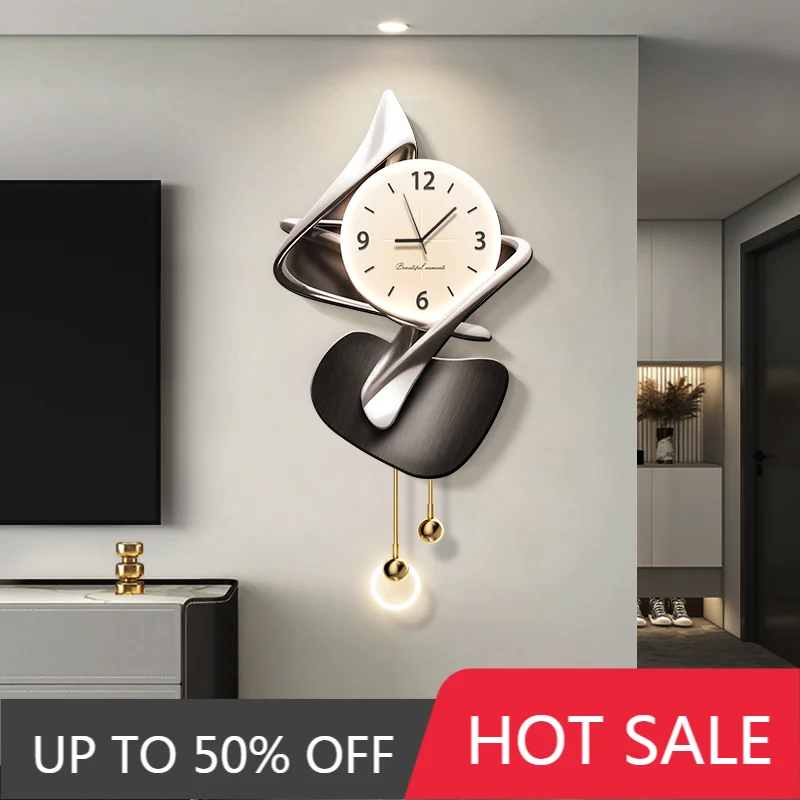 Modern minimalist TV background wall LED wall lamps, luxurious living room clock, mural painting lamps, high-end abstract wall l