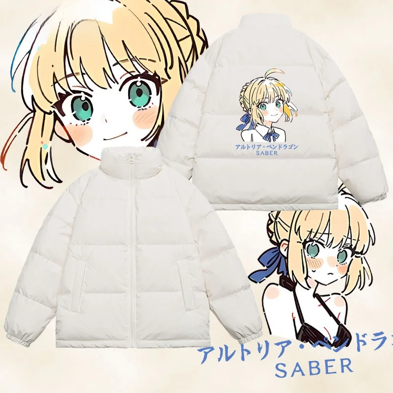 

Winter down Jaet Outerwear Anime FGO Arthur's Artoya 90% White Du down ex Youthful Urban Casual Loose Fit Zipper