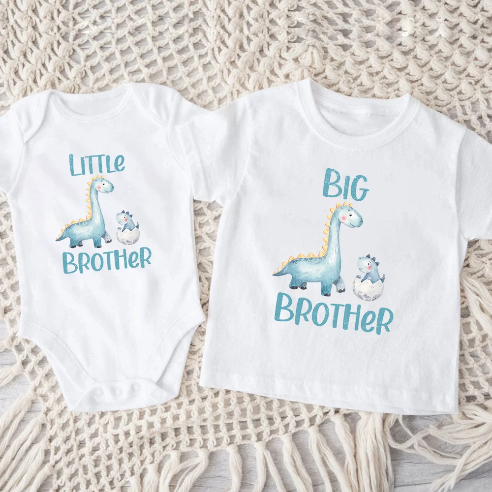 Big Brother & Little Brother Dinosaur Matching Clothes Baby Announcement Idea Boys Dinosaur Tshirt Brothers Matching Shirt