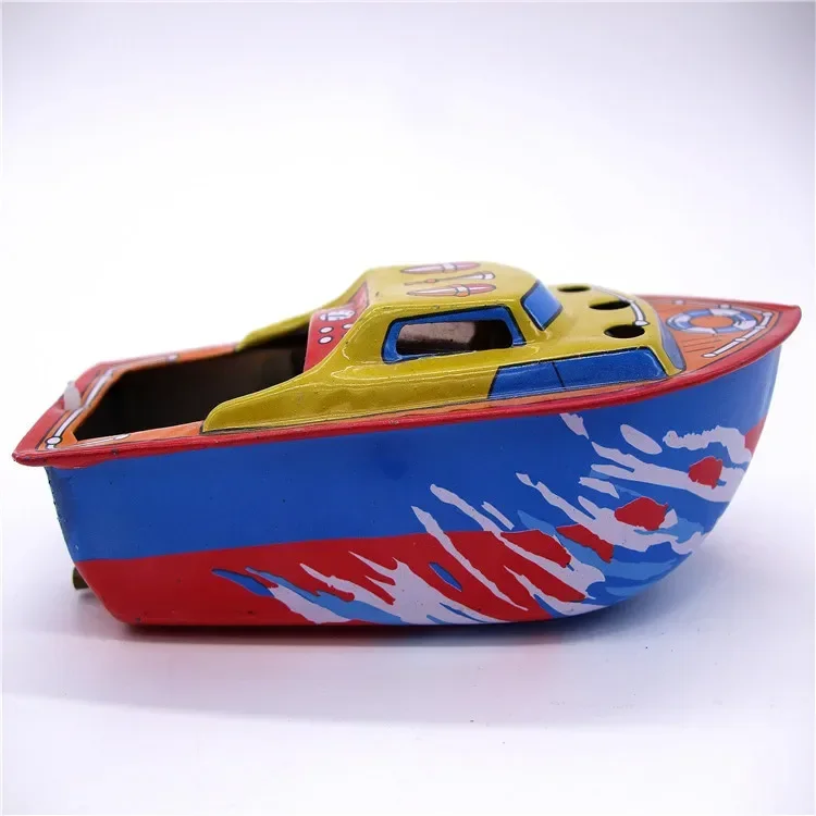 

[Funny] Adult Collection Retro Wind up toy Metal Tin The steam boat Ship Mechanical toy Clockwork toy figures model kids gift