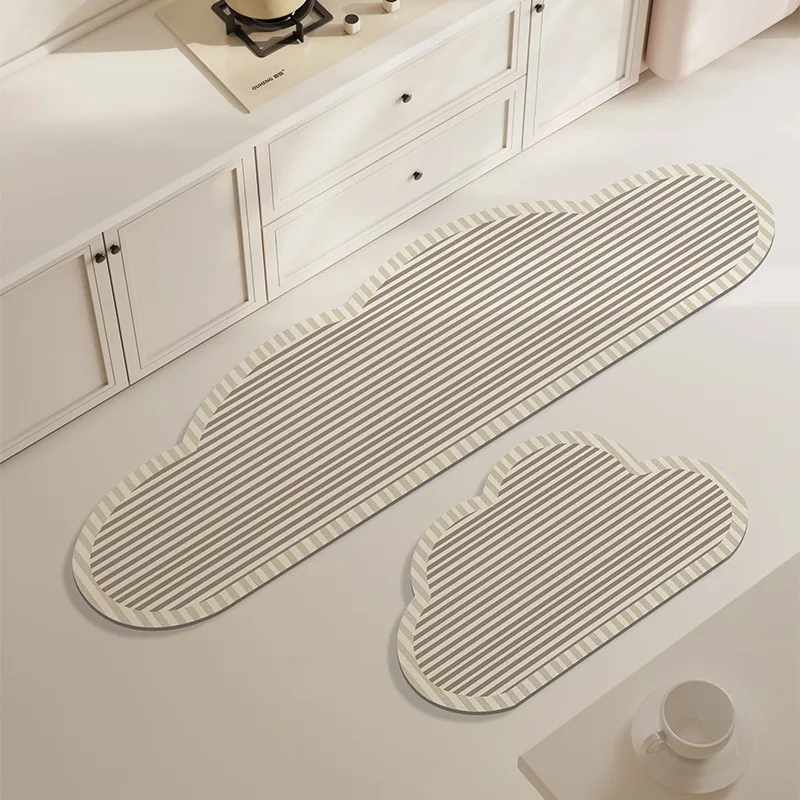 

Кухонный напольный коврик специальной формы в полоску с облаками, нескользящий маслостойкий моющийся кухонный ковер из кожи ПВХ, длинные полосатые дорожные коврики 러그