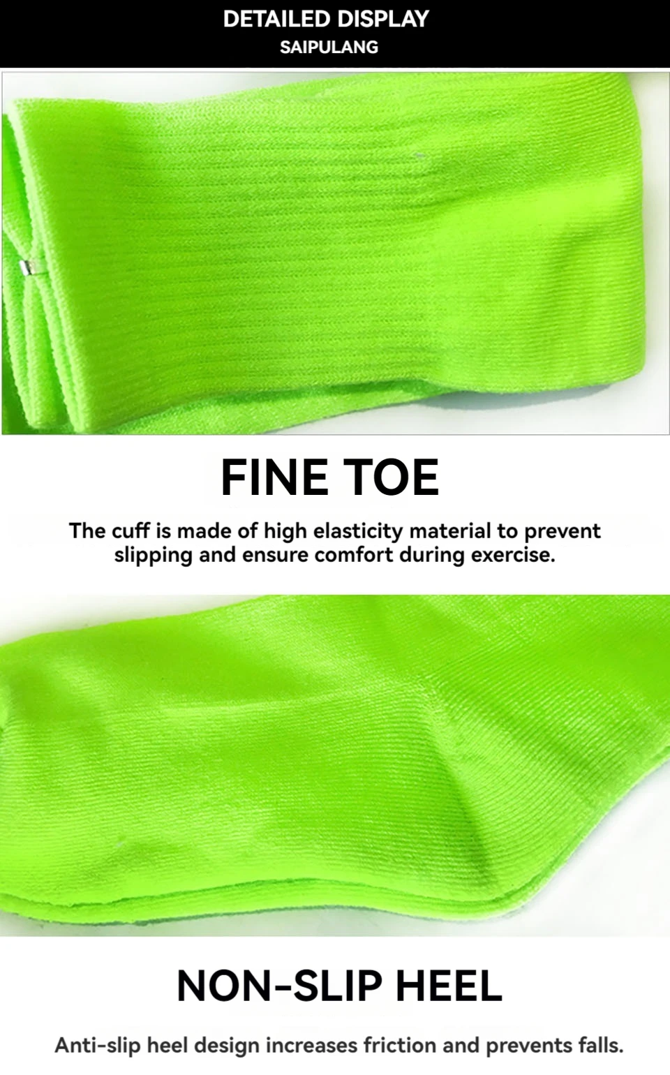 Loogdeel Fußball-Sportsocken, lange Kniestrümpfe aus Baumwolle, einfarbig, für Kinder und Erwachsene, Fußball- und Baseball-Knöchelsocken – Detail 3