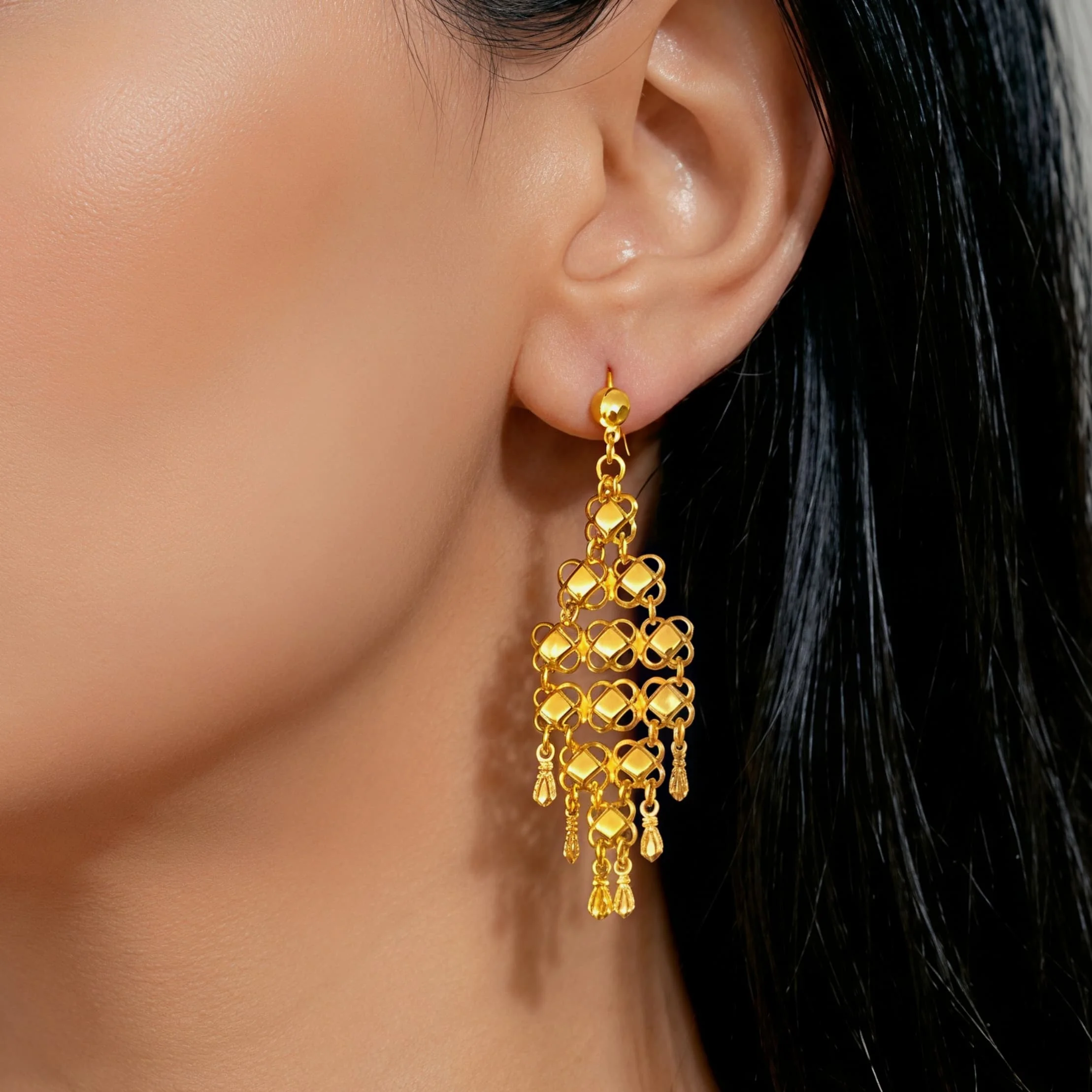 Luxury Dubai Long Flower Necklace and Earrings Set