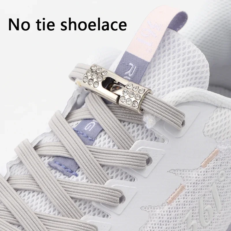 Schuhbänder ohne Schnürsenkel, mit Diamant-Kreuzverschluss, flache, elastische Schuhbänder, Sneaker-Zubehör für Kinder und Erwachsene. – Detail 1