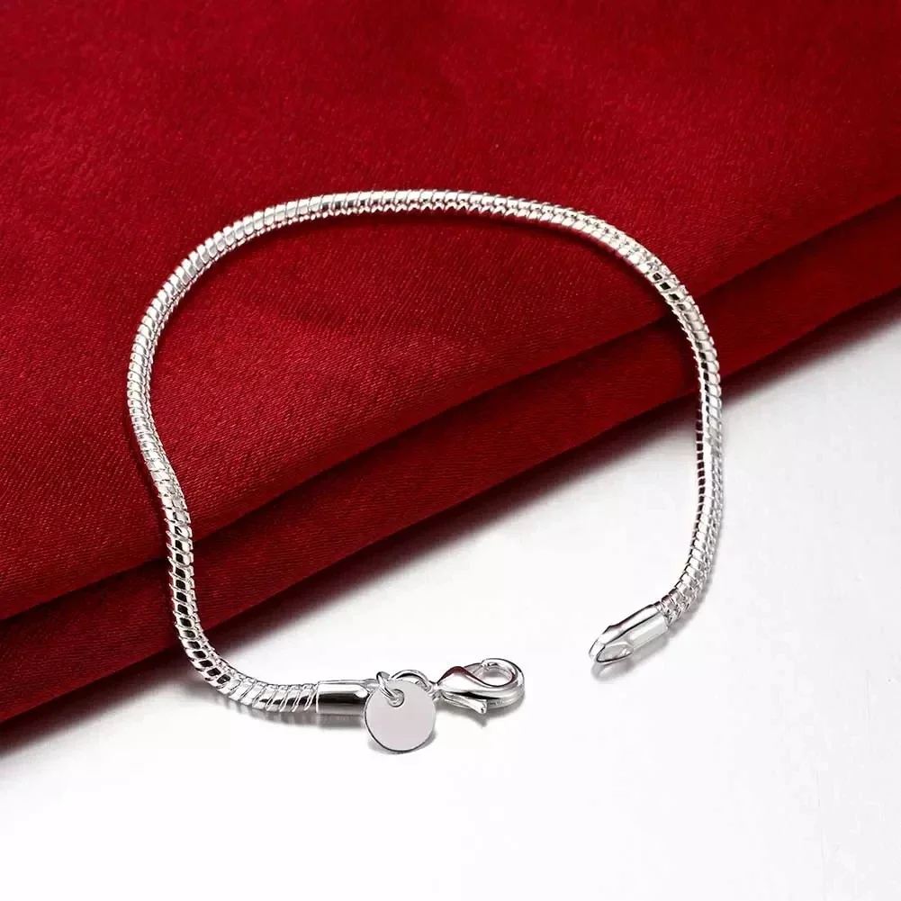 Fashion kpop 40-75CM 925 Sterling silver Special 3MM snake bone chain necklace bracelets for men women designer jewelry Sets