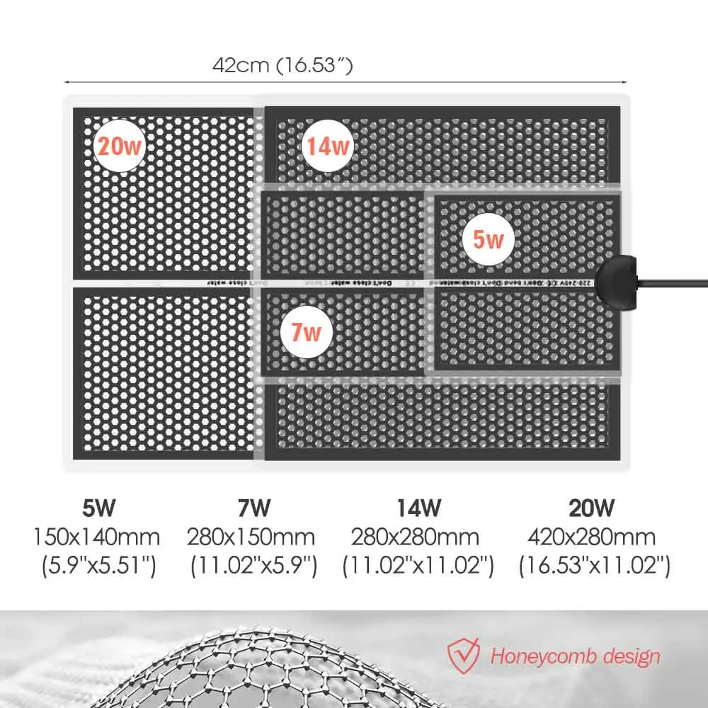 5/7/14/20W Reptile Heat Mat Plants Heating Pad Temperature Control Indoor Garden Greenhouse Seedling Aquarium Terrarium Heater