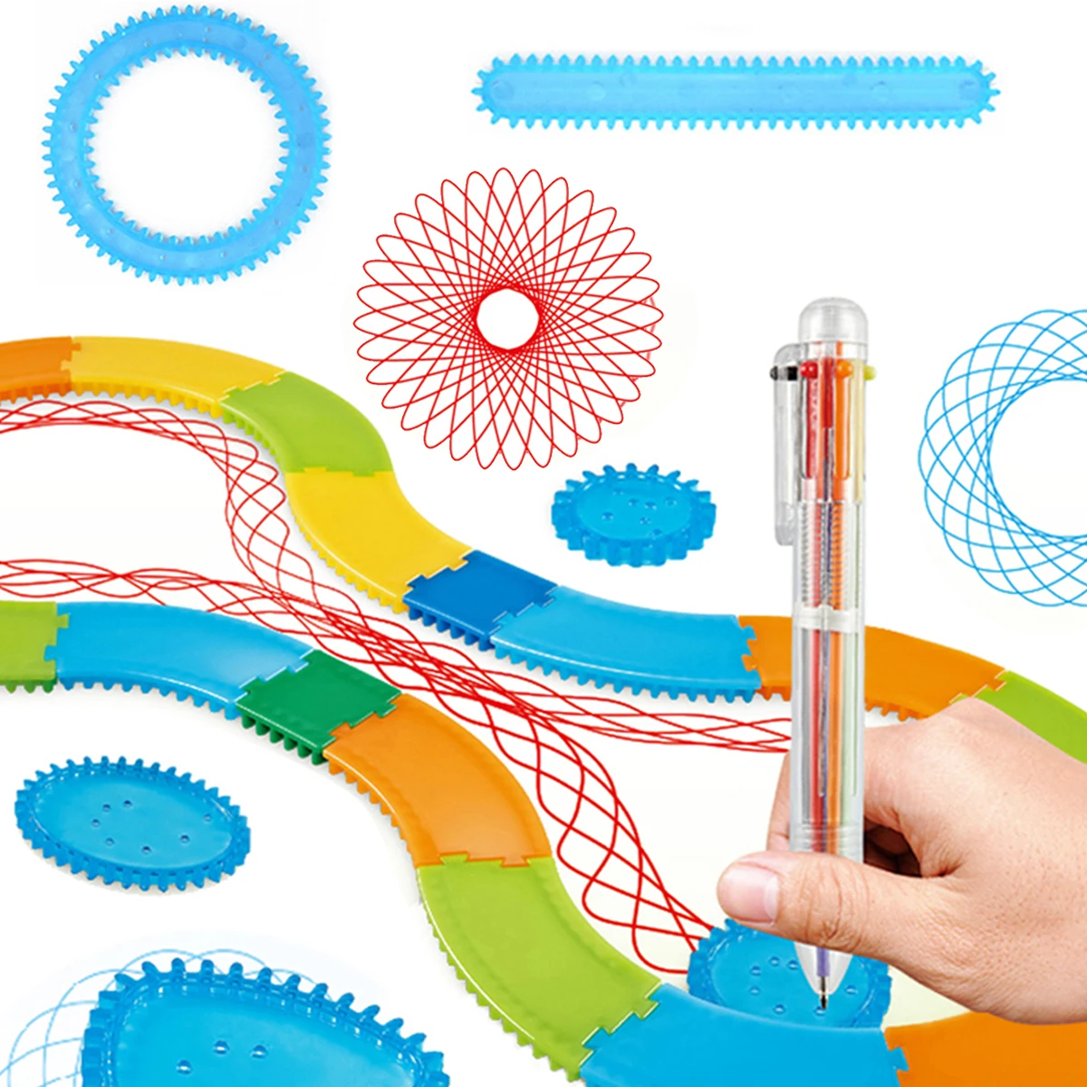 Spirograph Set, Fun Shapes Drawing Art Set Classic Gear Design Drawing Set Toys For Kids 8+ Some Parts are Sent Random