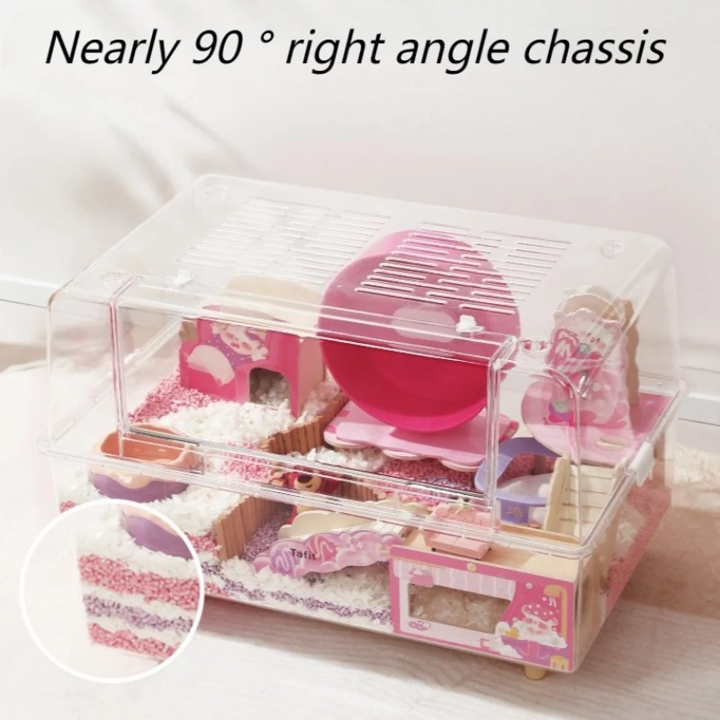 Large Hamsters Cages Detachable Breathable Bite-proof Golden Hamster Cages Transparent Hedgehog Quail Hutch Small Pet House